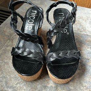 Black wedge sandals